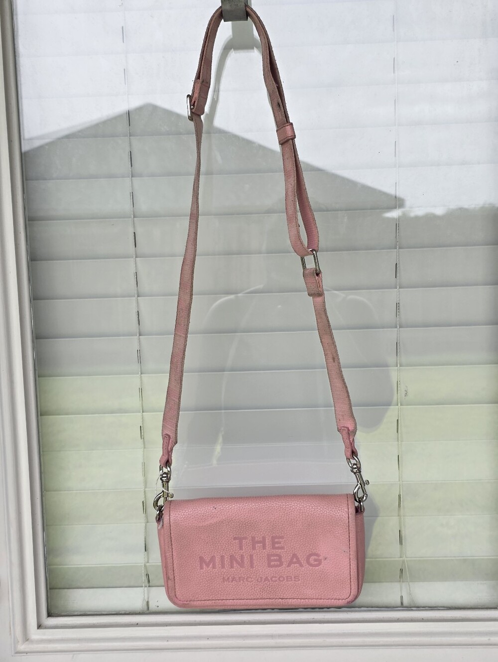 Marc Jacobs The Mini Bag Pink Pebbled Leather Crossbody Shoulder Bag Adjustable - Picture 2 of 16